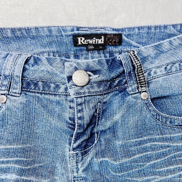 Rewind Bermuda Denim Shorts | Medium Blue Wash | Distressed | Size 5 | Y2K - Picture 7 of 15